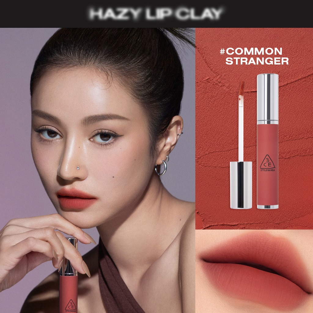 Son Kem 3CE HAZY LIP CLAY 4g Siêu Lì Mịn Môi