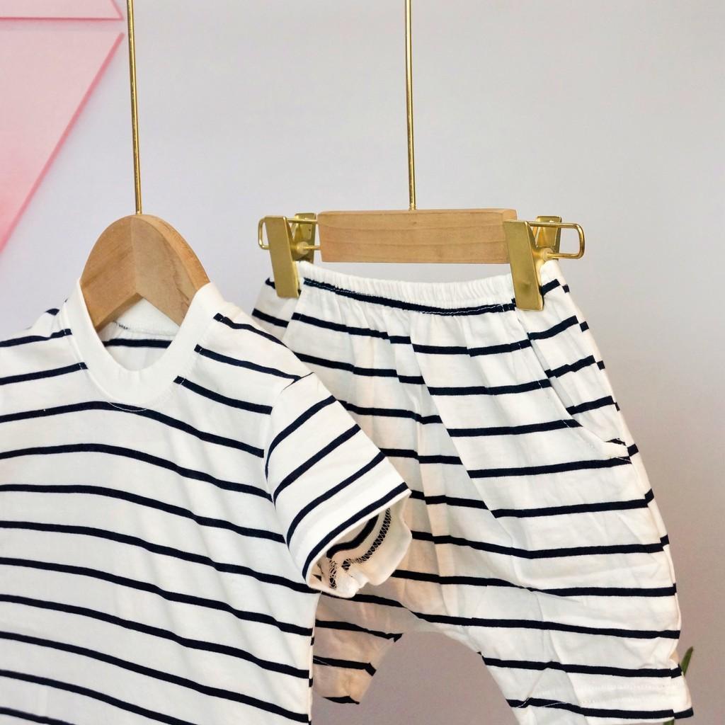 Bộ cộc tay bé trai bộ cộc tay cho bé gái  đẹp cotton mát lạnh kẻ sọc SOC1621