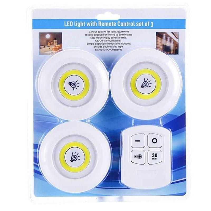 Bộ 3 Đèn Led Mini Dán Tường Điều Khiển Từ Xa