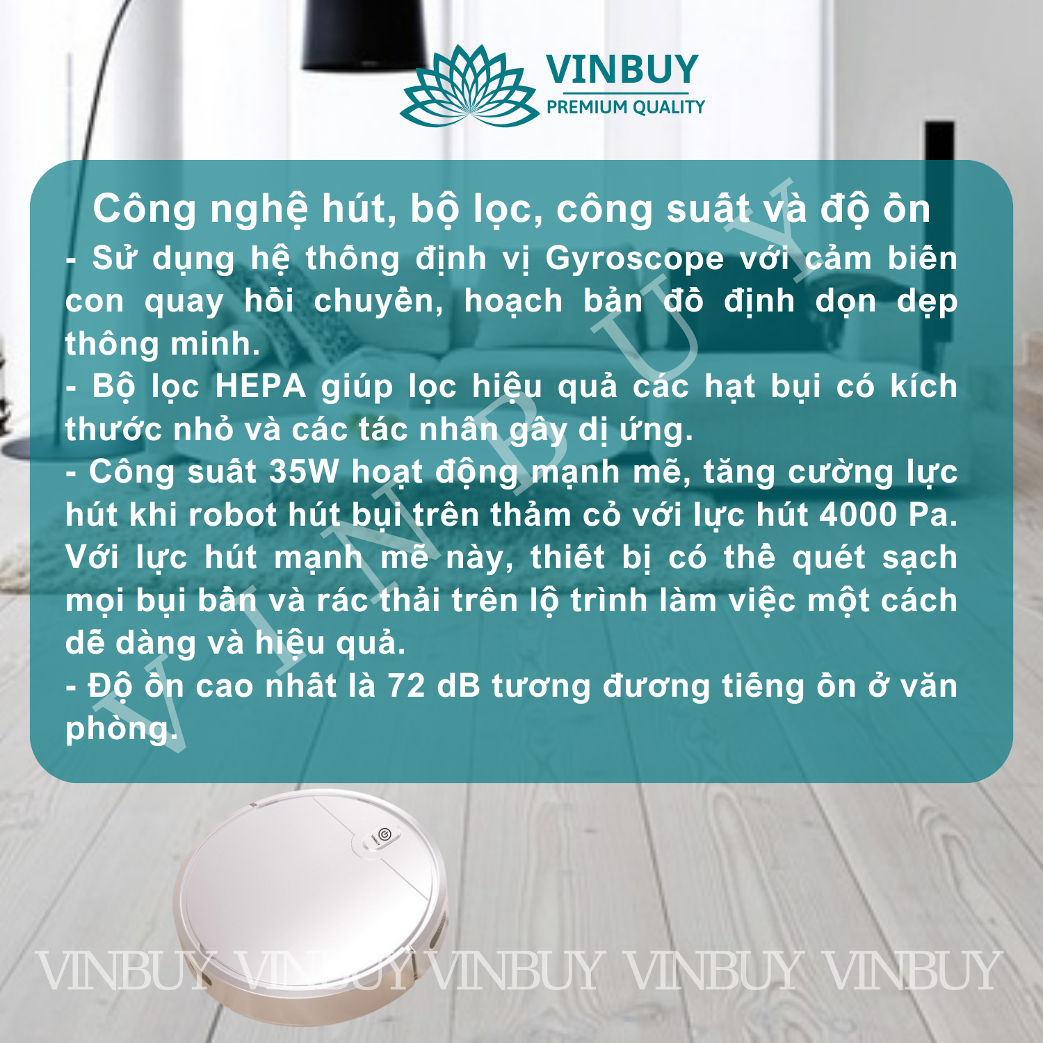 ROBOT HÚT BỤI VÀ LAU SÀN 2 TRONG 1 VINBUY – HÀNG CHÍNH HÃNG