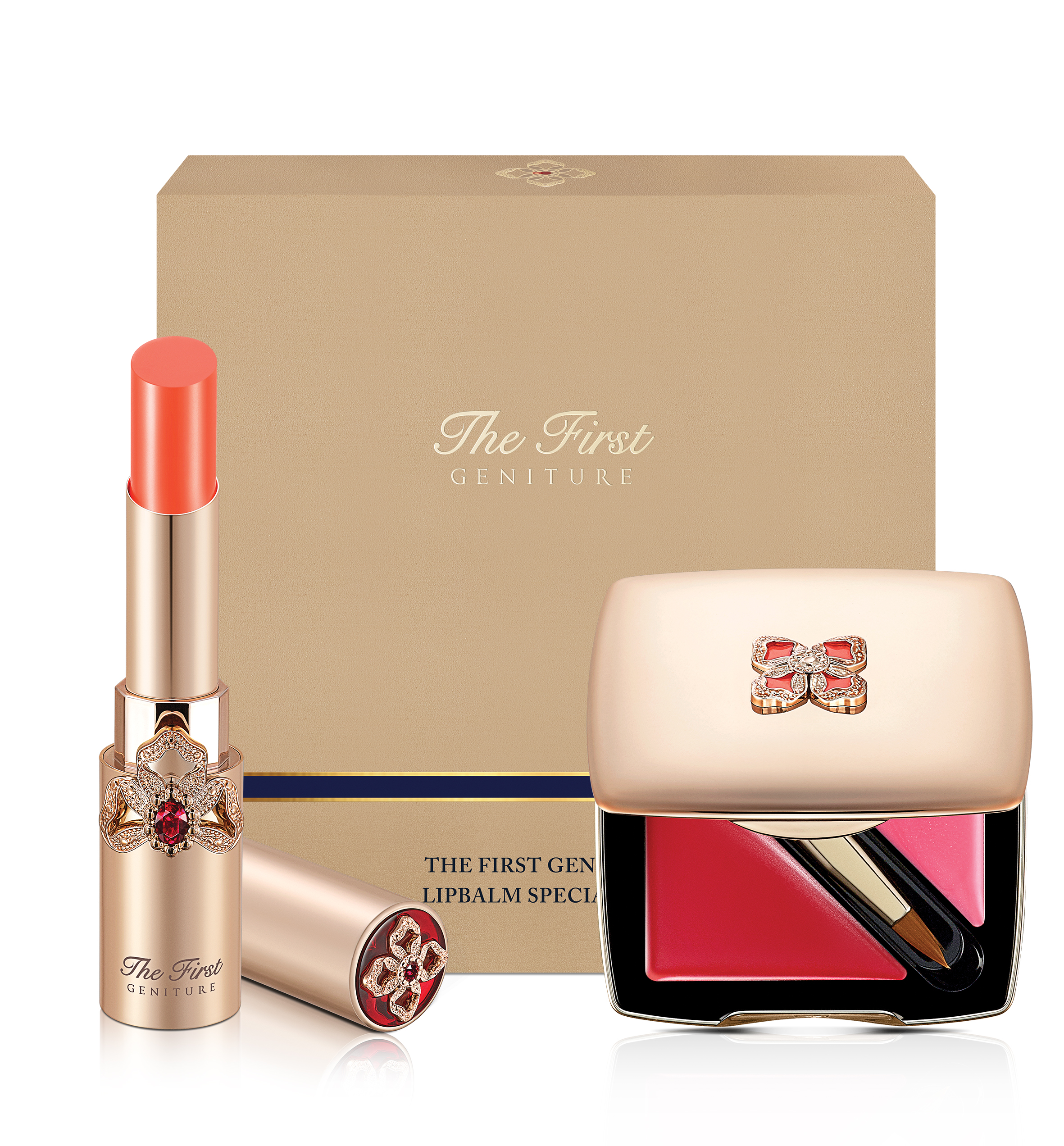 Bộ Son dưỡng môi cao cấp chống lão hóa OHUI The First Lip Balm Coral set