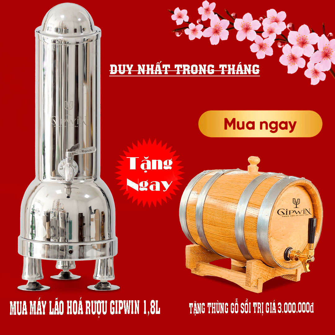 Máy lão hoá rượu Gipwin 3.0L làm già tuổi rượu giúp cơ thể nhanh phục hồi không khô cổ khát nước, mệt mỏi