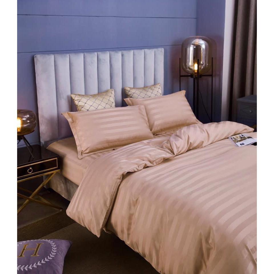 Bộ Chăn Drap Gối COTTON SỌC 3F Vải Cotton Lụa Bóng Hàng Chuyên Cho Gia Đình Và Khách Sạn