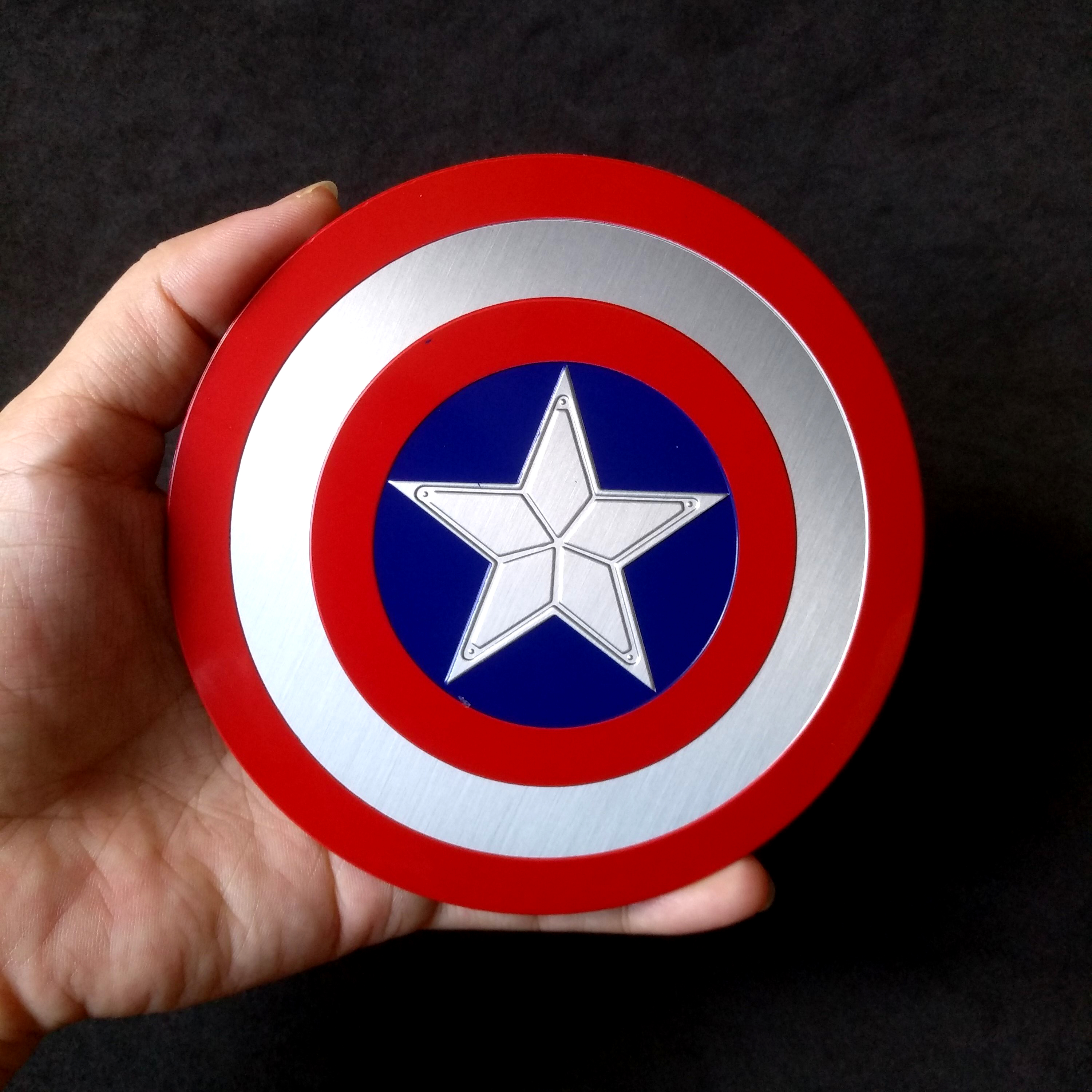 Hình dán metal hình khiên CAPTAIN AMERICA đường kính 11.5cm