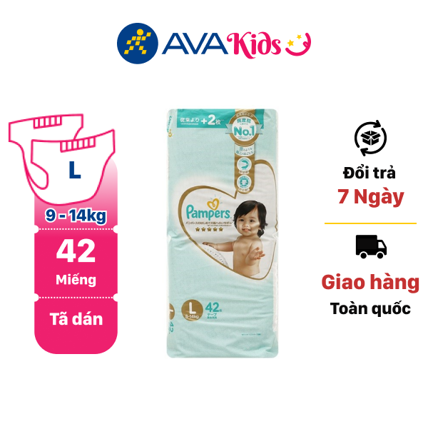 Tã dán Pampers cao cấp size L 42 miếng (cho bé 9 - 14kg)