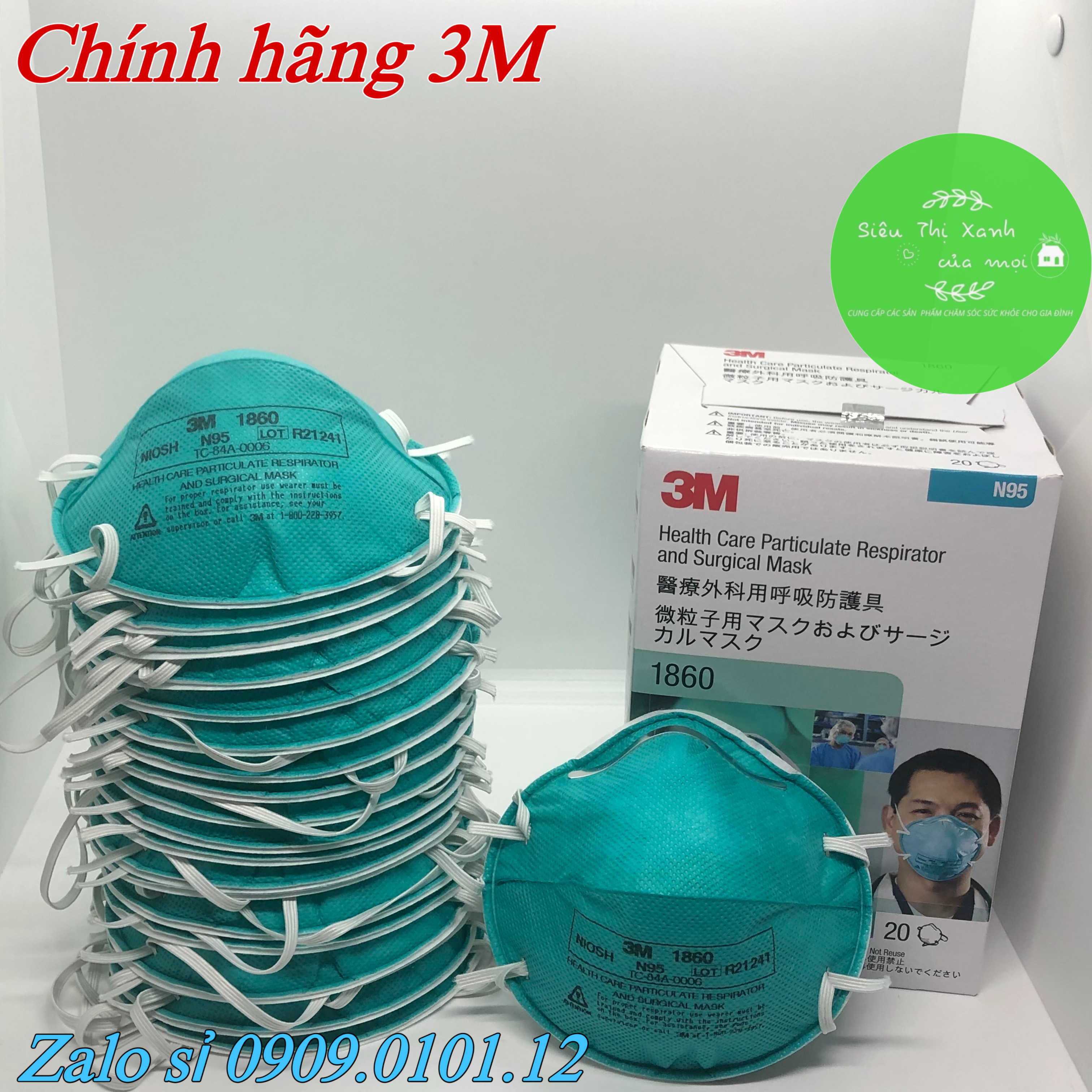 Khẩu trang 3m 1860 chính hãng hộp 20 cái, khẩu trang n95 mask đệm mũi cao cấp đạt tiêu chuẩn NIOSH (Mỹ)