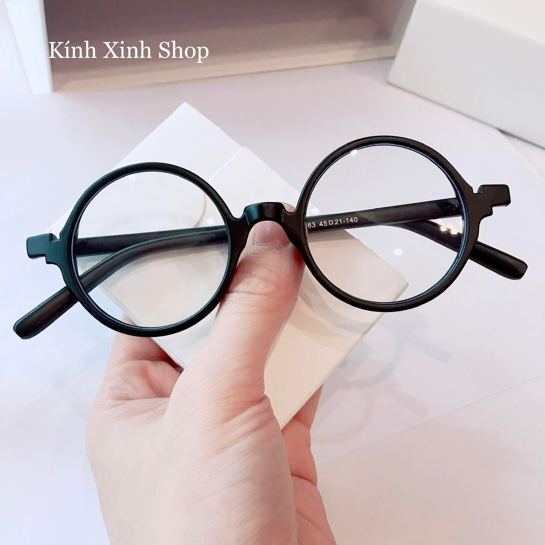 Kính Mắt Chống Ánh Sáng Xanh Mắt Tròn Nhỏ Gọng Nhựa - Đường kính 4,3cm