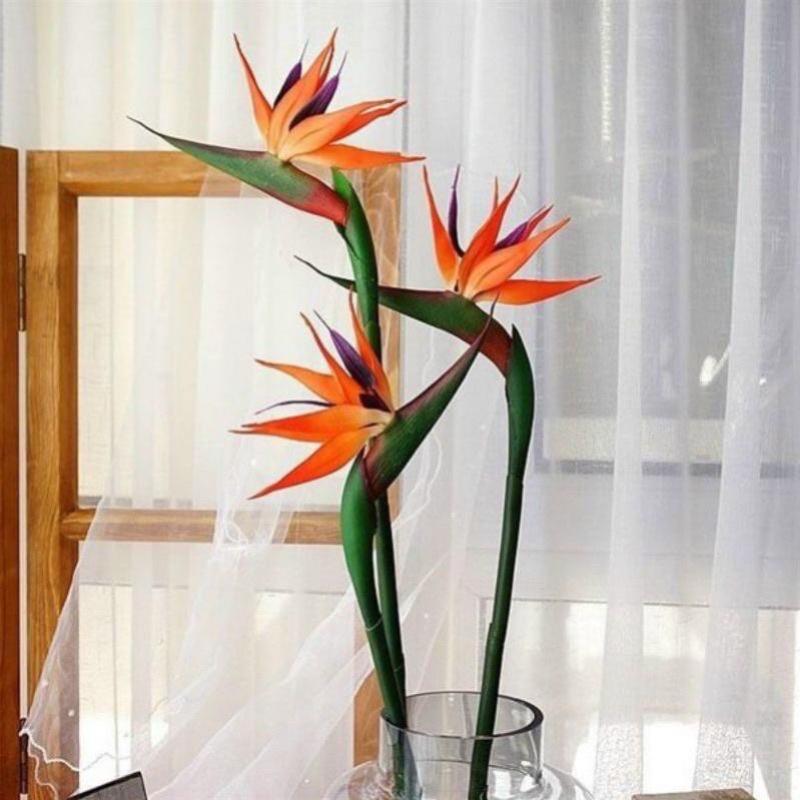 Hoa Giả - Cành Hoa Thiên Điểu Cao Su To dài 80cm decor trang trí cực sang chảnh