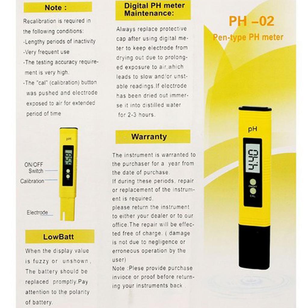 Digital PH meter pool water quality tester with 0 14 PH measuring range