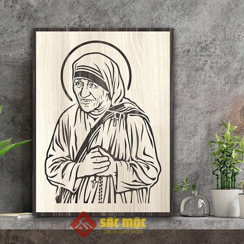 Tranh gỗ công giáo TCG013: Mẹ Teresa Calcutta 20x27cm | 30x40cm | 40x55cm | 50x70 cm