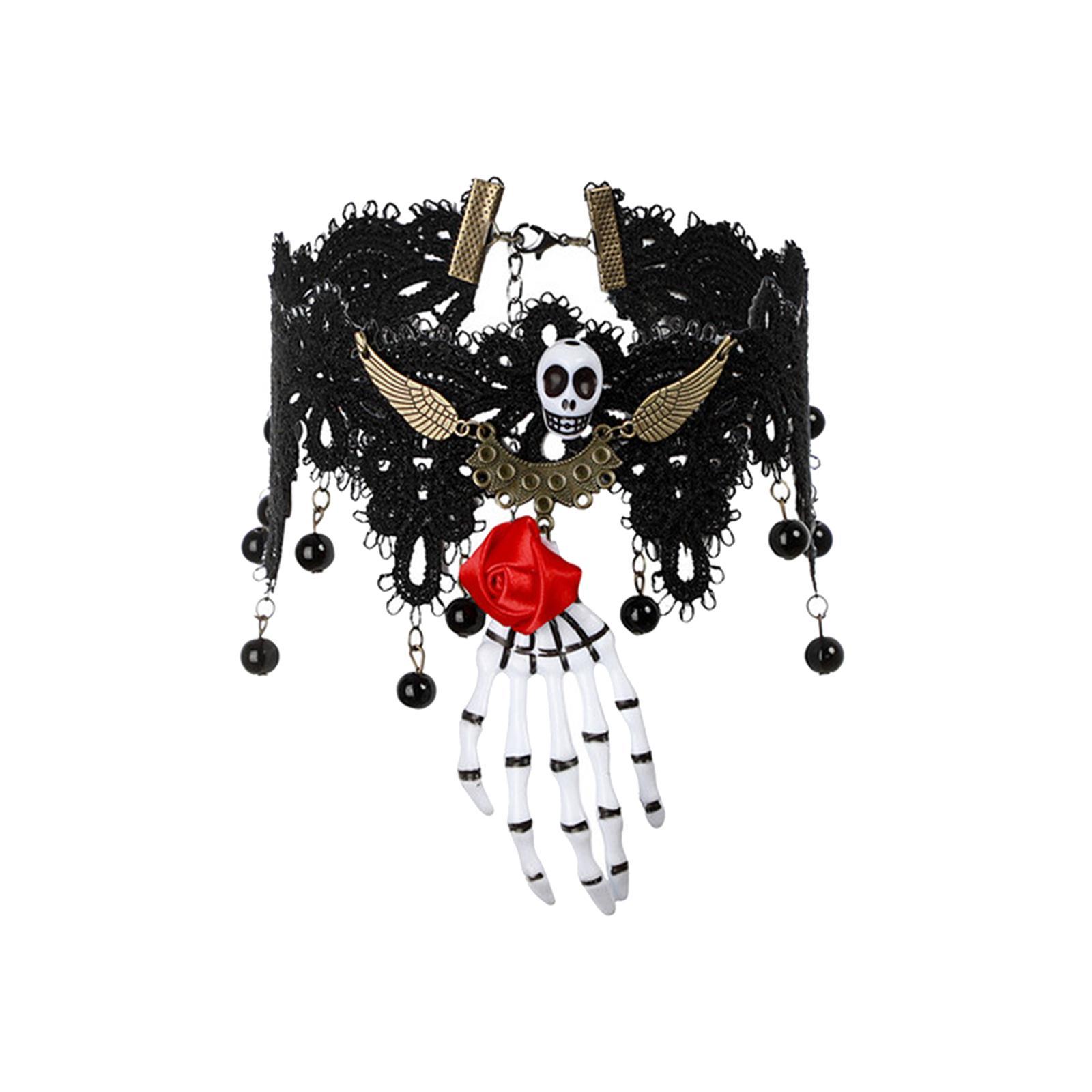 Punk Style Necklace Halloween Pendant Necklace Halloween Gifts Makeup Jewelry Retro Style Lace Neck Chain for Holidays Halloween Prom