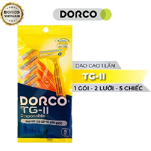 Dao Cạo Râu 2 Lưỡi Dorco TG 710YL-5P (05 Dao Cạo)