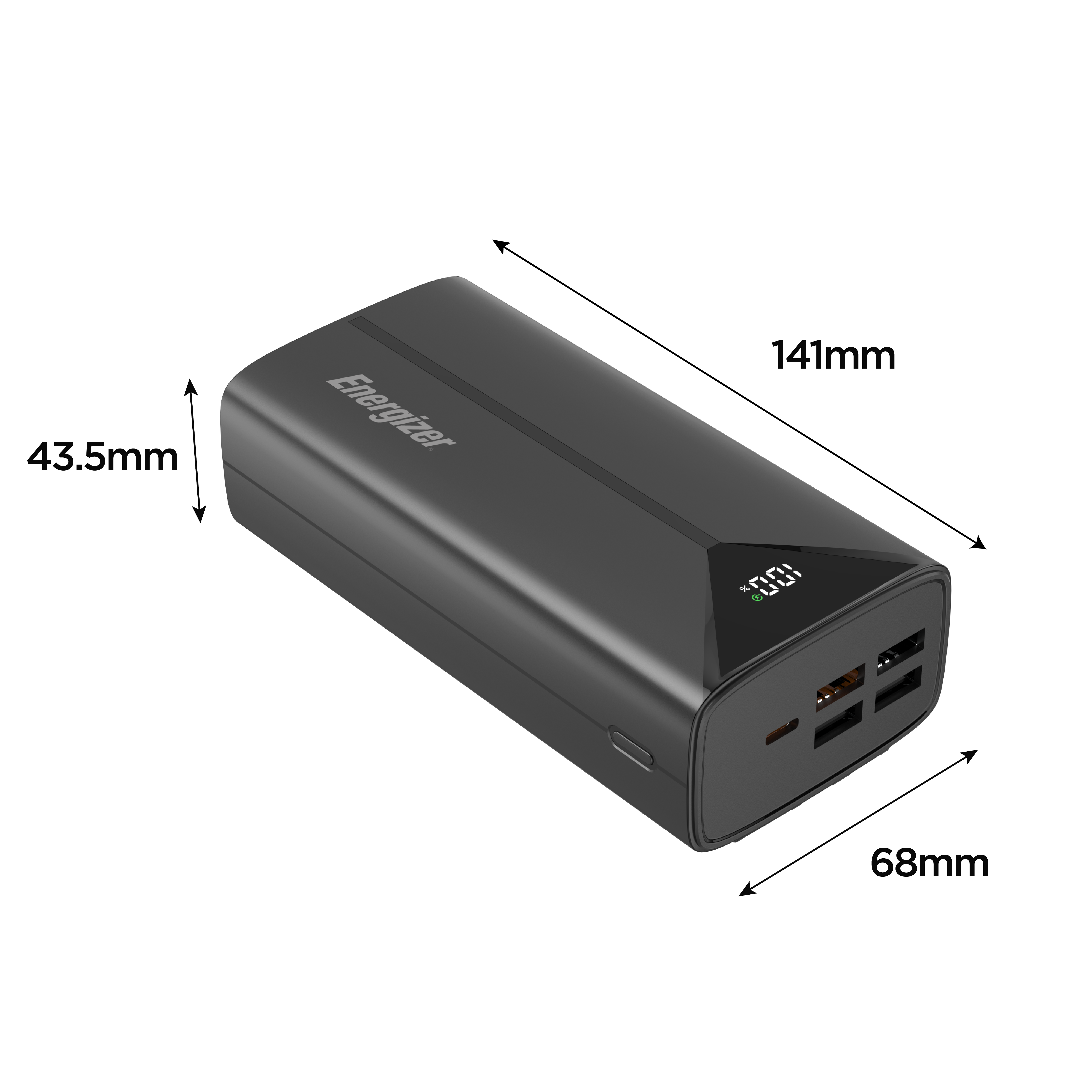 Sạc dự phòng Energizer 30,000mAh 45W, dây USB - A, type C, cổng L sạc 7 thiết bị - Hàng chính hãng