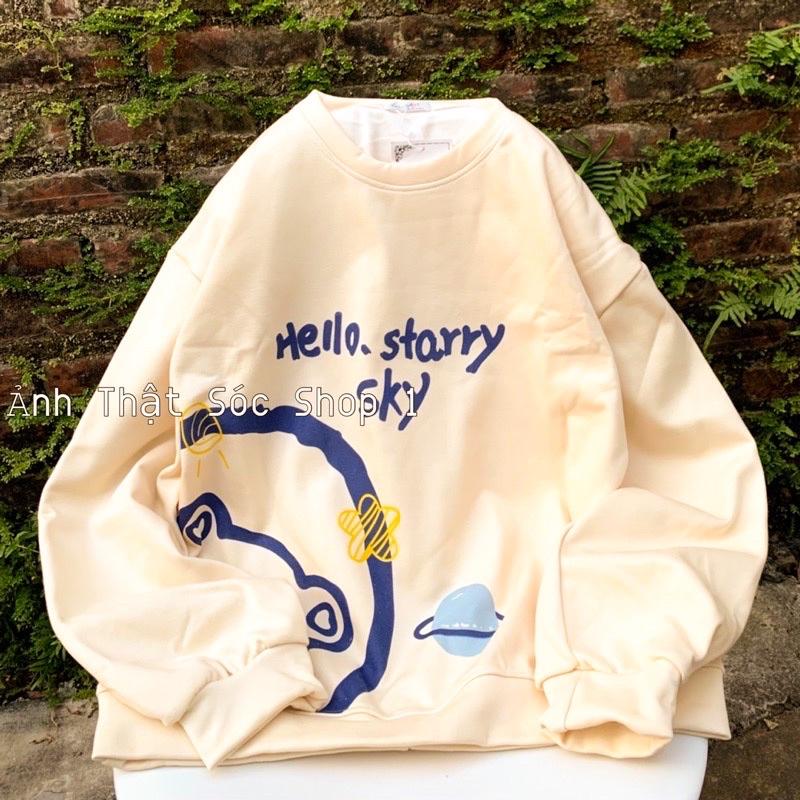 ÁO SWEATER Gấu Hello, Áo Nỉ Thụng Tay Phồng