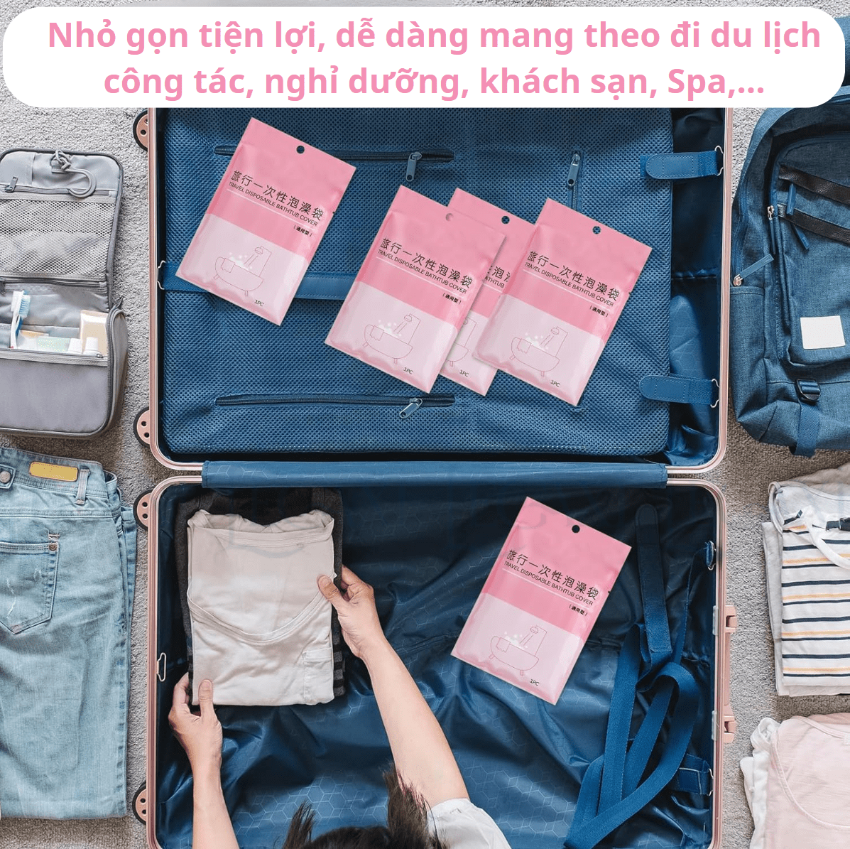 Miếng Lót Bồn Tắm Dùng 1 Lần, Túi Bọc Bồn Tắm Khách sạn, Spa, Tiện Cho Du Lịch Tắm Em Bé, Người Lớn