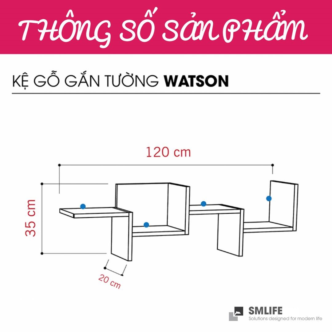 Kệ gỗ treo tường trang trí hiện đại SMLIFE Watson | Gỗ MDF dày 17mm chống ẩm | D120xR20xC35cm