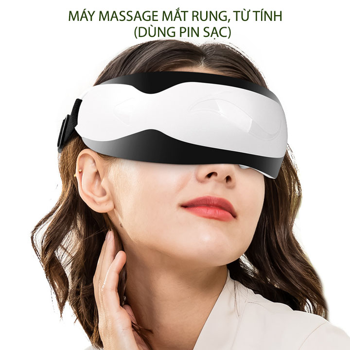 Máy massage mắt, rung 22 đầu từ tính, dùng pin sạc, nhiều chế độ rung