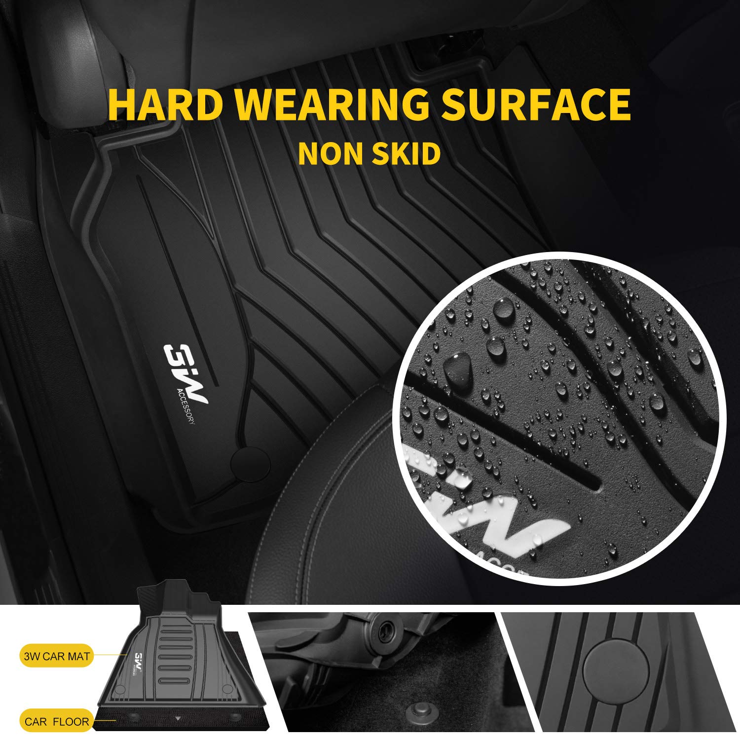 Thảm lót sàn xe ô tô danh cho Mercedes GLE 2015 - 2019 Nhãn hiệu Macsim 3W chất liệu nhựa TPE đúc khuôn cao cấp - màu đen