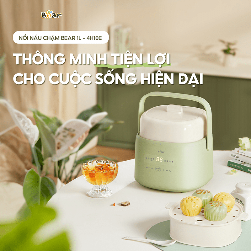 Nồi Nấu Chậm Bear 1L SC-4H10E - Hàng Chính Hãng
