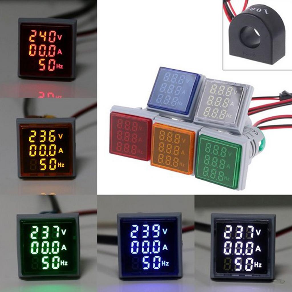 4 Pack 3 in 1 LED Digital Volt Amp HZ Ammeter AC 60-500V 100A 20-75Hz Indicator