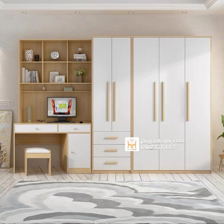 Tủ quần áo kết hợp bàn làm việc hiện đại - TA211