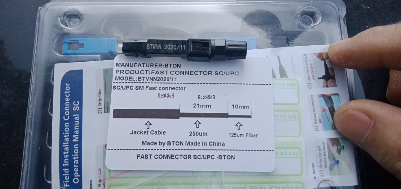 COMBO 1 vỉ 10 chiếc Fast connectir SC/UPC dài 55mm, BTVNN 2020/11, Hàng chính hãng