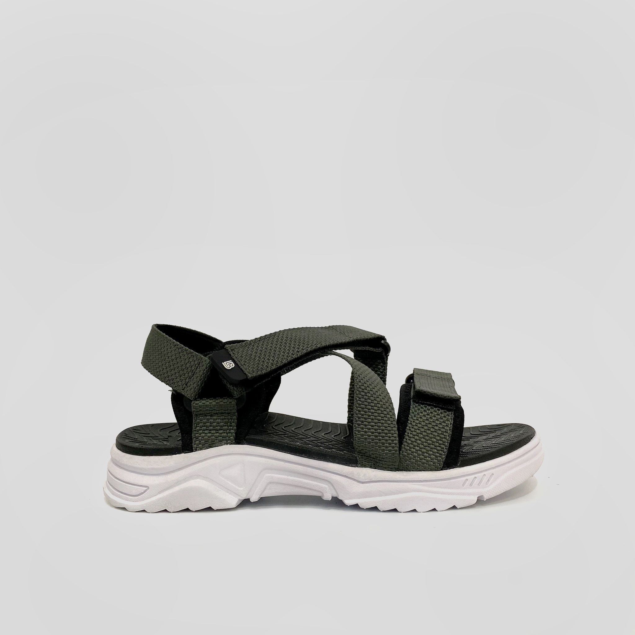 Giày Sandal Nam The Bily Quai Chéo Đôi -  Đế Trắng Lót Đen Màu Xám BLDTMD02