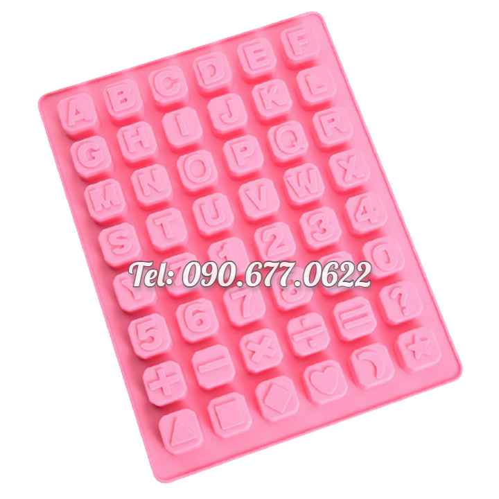 Khuôn silicone làm bánh, rau câu, socola 24 chữ cái, 10 số, ký tự - Mã số 1136