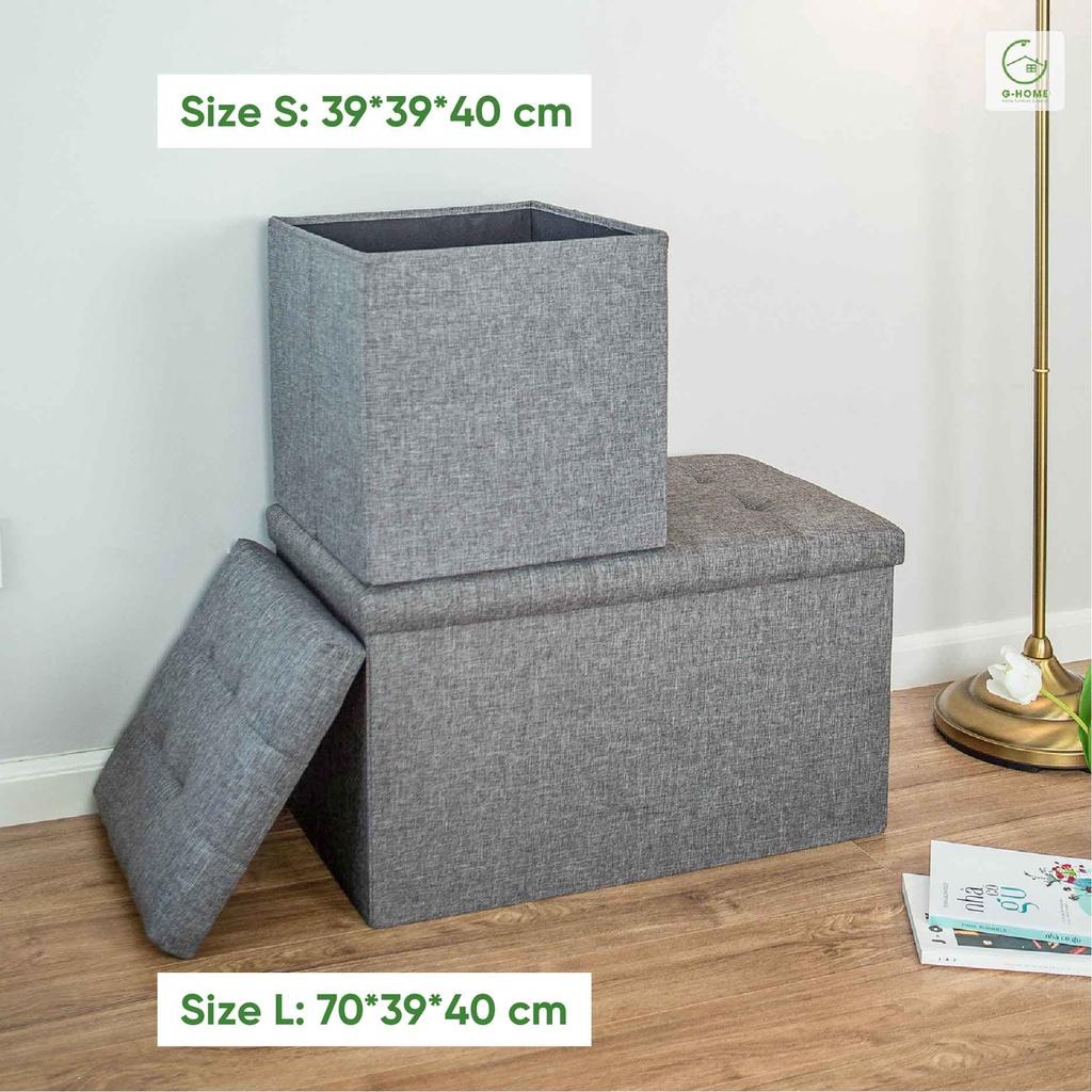 Ghế đựng đồ đa năng hộp đựng quần áo, ghế hộp sofa, thùng đựng đồ kiêm ghế ngồi khung gỗ bọc vải TV04