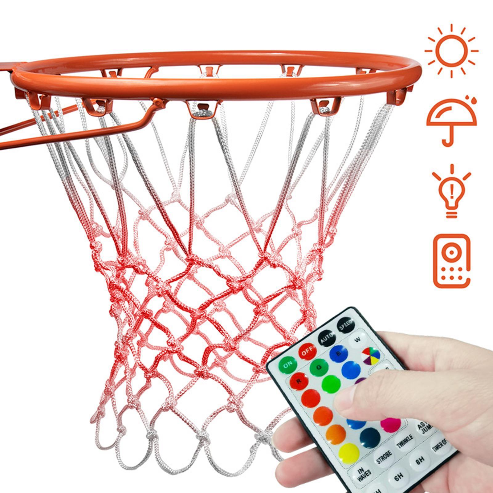 Glow in The Dark Outdoor Basketball Net Nylon Glowing Basketball Hoop Rim Net Thick Replacement Standard Size Net Rim Hoop
