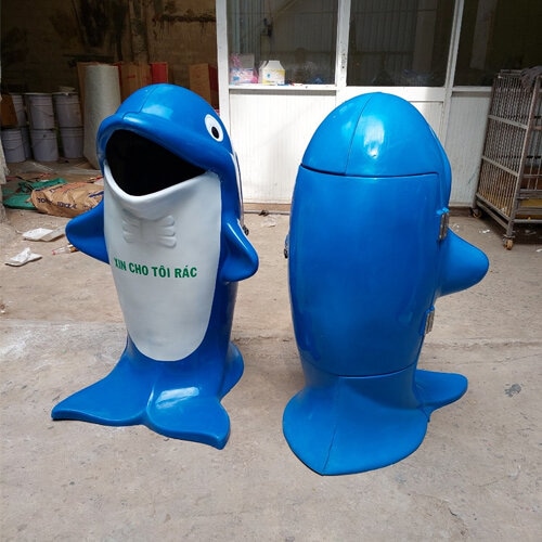 Thùng rác nhựa Composite cá heo 2