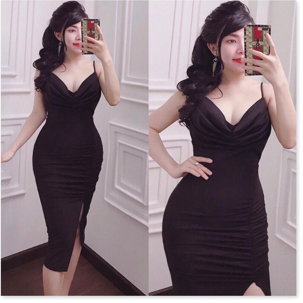 ĐẦM 2 BODY DÂY CỔ ĐỖ XẺ TÀ