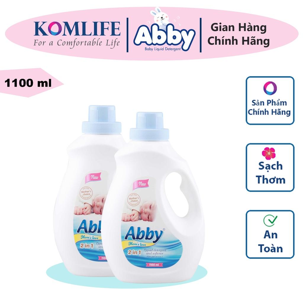 Nước giặt xả mẹ và bé 1100 ml ABBY màu XANH an toàn, làm mềm vải, hương thơm dịu nhẹ, sạch vết bẩn trẻ em