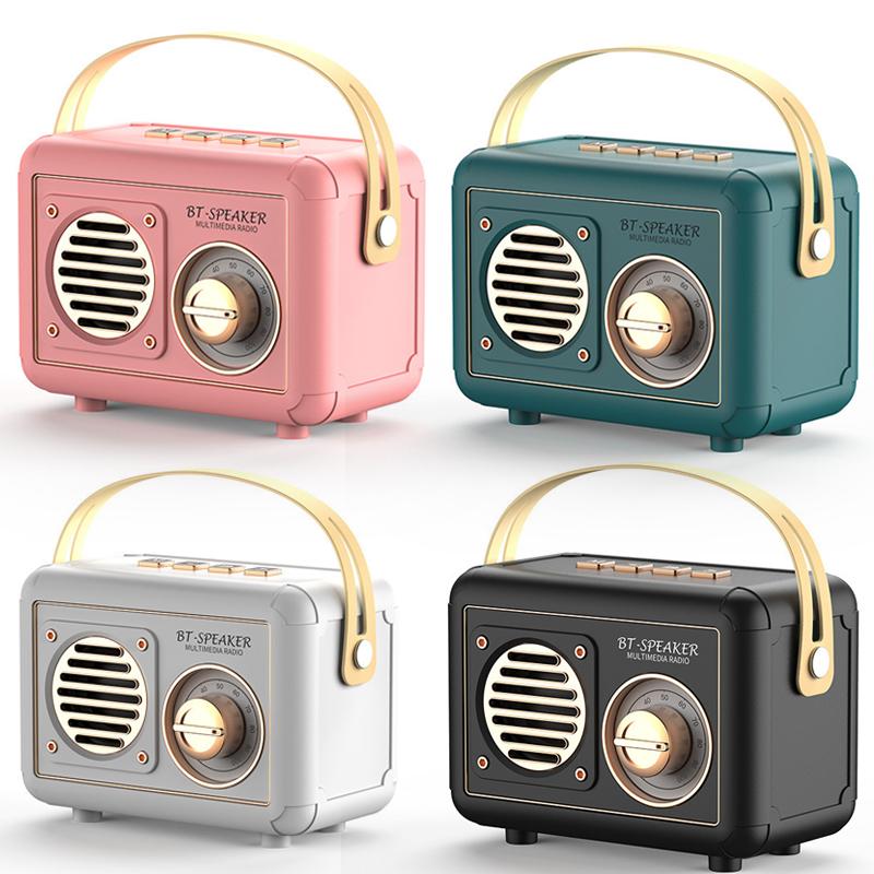 Nâng cấp Retro Bluetooth5.1Speaker Hộp âm thanh di động Đài FM cổ điển Máy nghe nhạc toàn dải 5W Hỗ trợ thẻ TF Phát USB Màu sắc: Đen