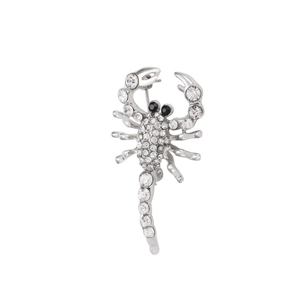 Silver Plated Alloy Rhinestone Scorpion Pin Brooch Novelty Animal Jewelry