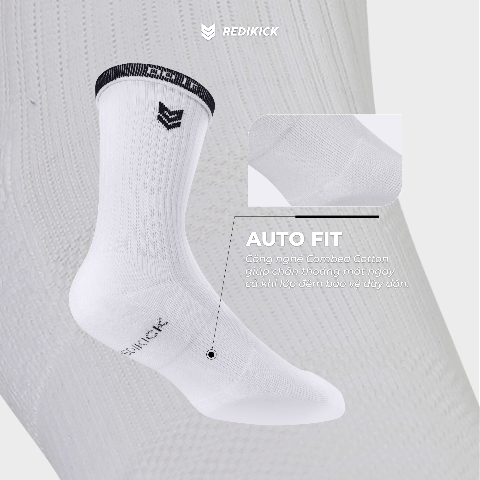 Tất Thể thao Redikick Dont Quit Do It Cotton Cổ cao Có đệm Chống hôi chân vớ bóng rổ bóng đá chạy bộ Gym