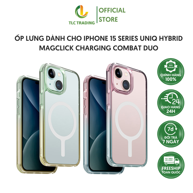 Ốp lưng dành cho iPhone 15 UNIQ Hybrid Magclick Charging Combat Duo - hàng chính hãng