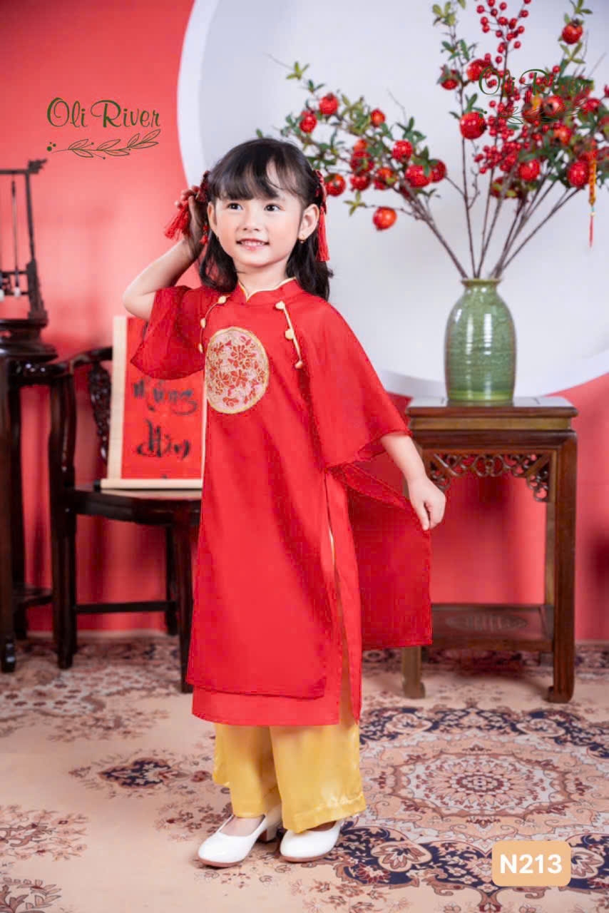 Bộ áo dài tết cho bé gái 12-40kg diện lễ tết noel giáng sinh năm mới