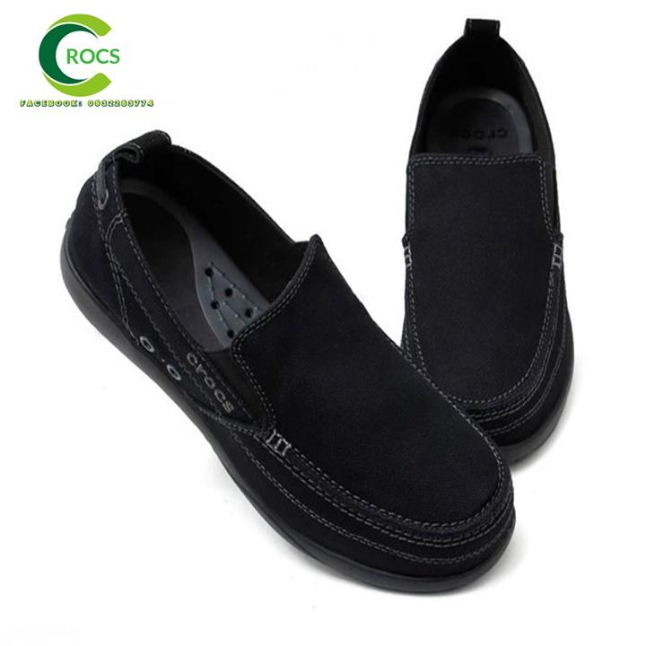 Giày vải đế nhựa chống hôi chân -Croslite-Walu-Accent cho nam màu màu đen