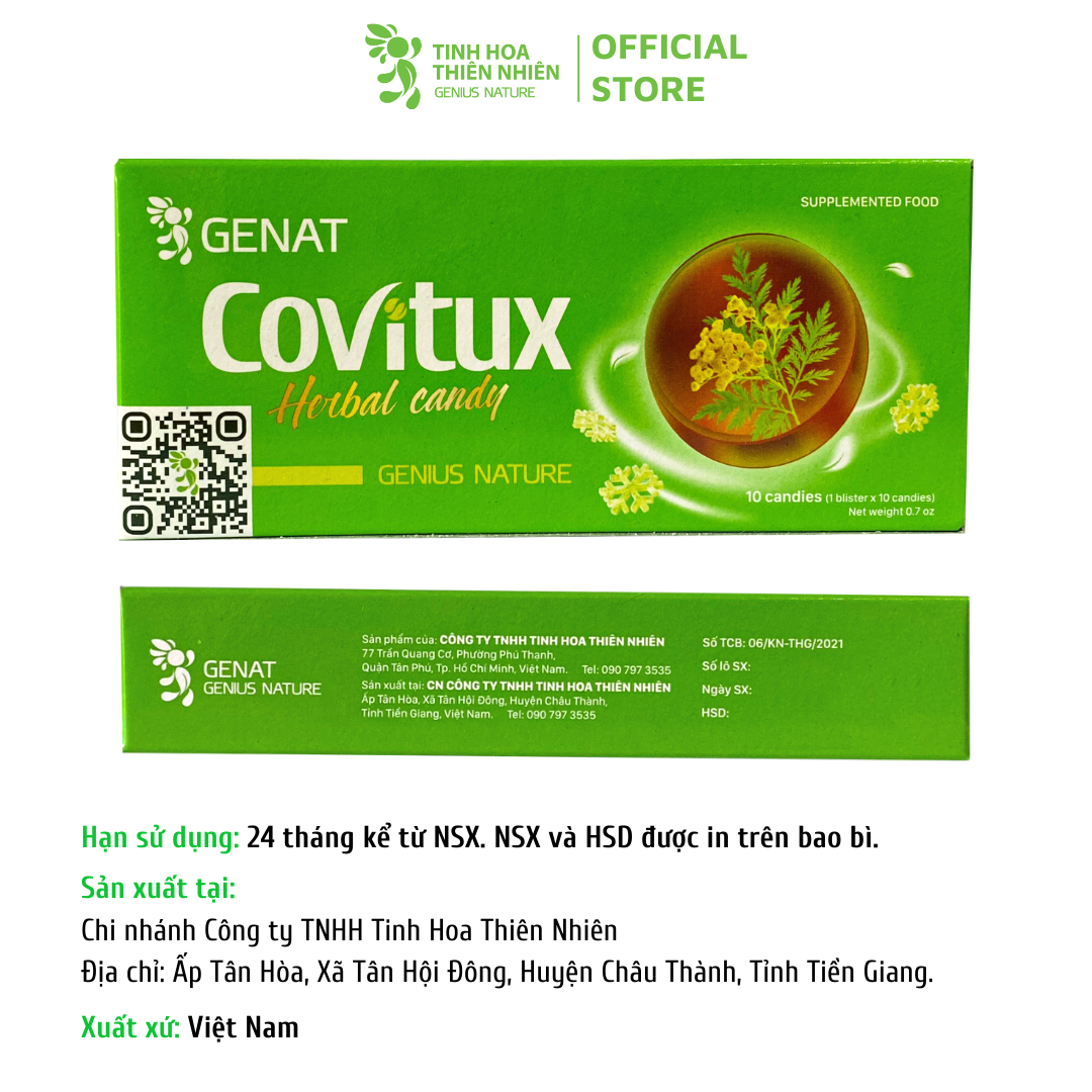 Kẹo thảo mộc Covitux (hộp 10 viên) - Genat