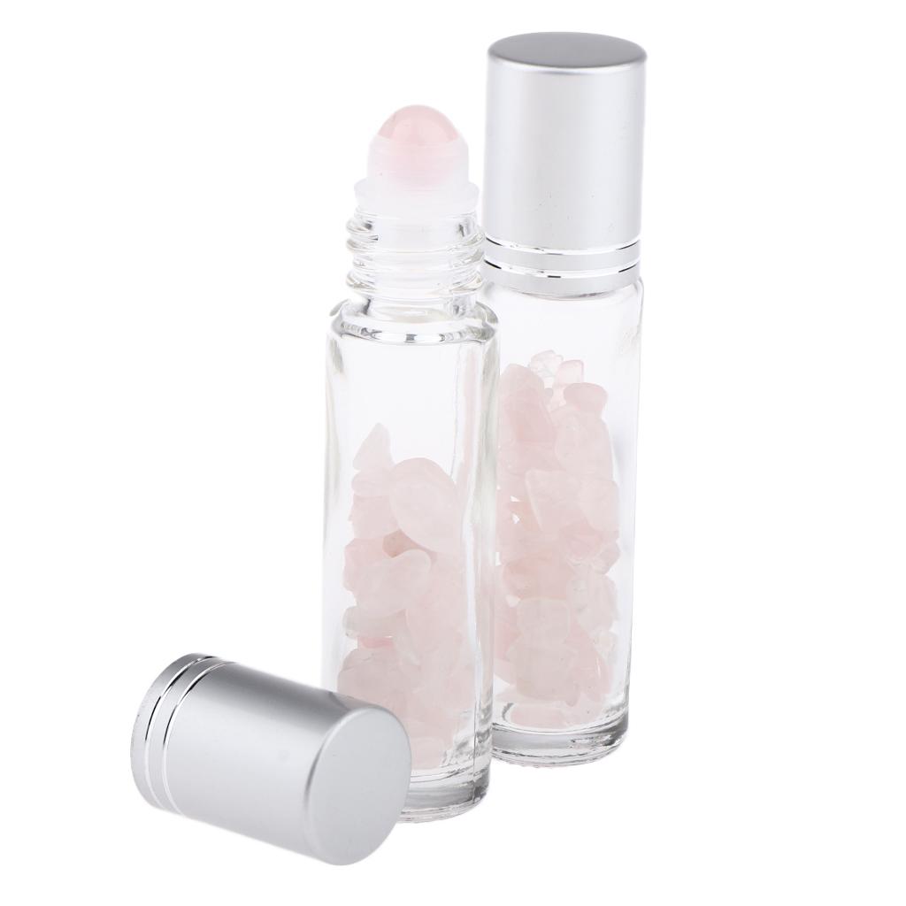 4 Pieces 10ml Empty Glass Oils Perfume Aromatherapy Roll-on Bottles Pink+Purple