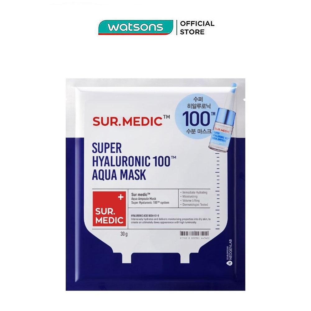 Mặt Nạ Sur.Medic+ Cấp Nước Siêu Tốc Super Hyaluronic 100 Aqua Mask 30g