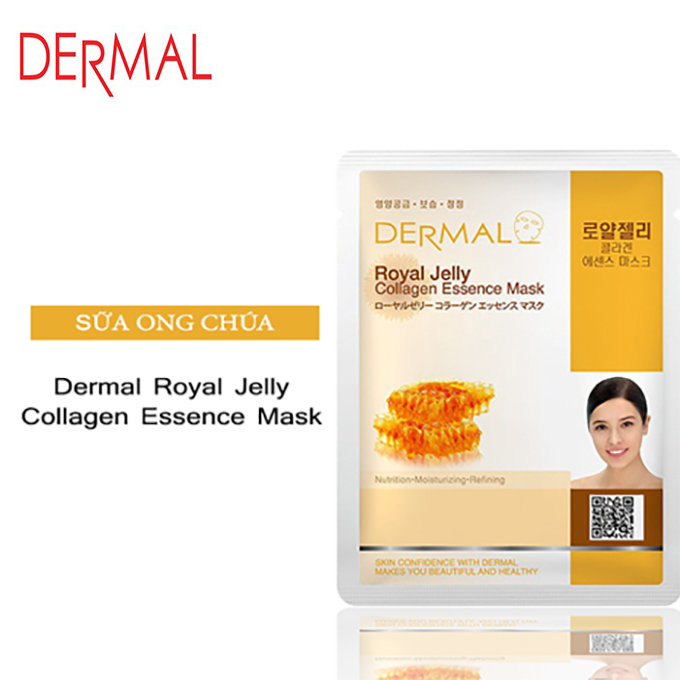 Mặt Nạ Dermal Chiết Xuất Sữa Ong Chúa Ngăn Ngừa Lão Hóa Da Royal Jelly Collagen Essence Mask 23g - 10 Miếng