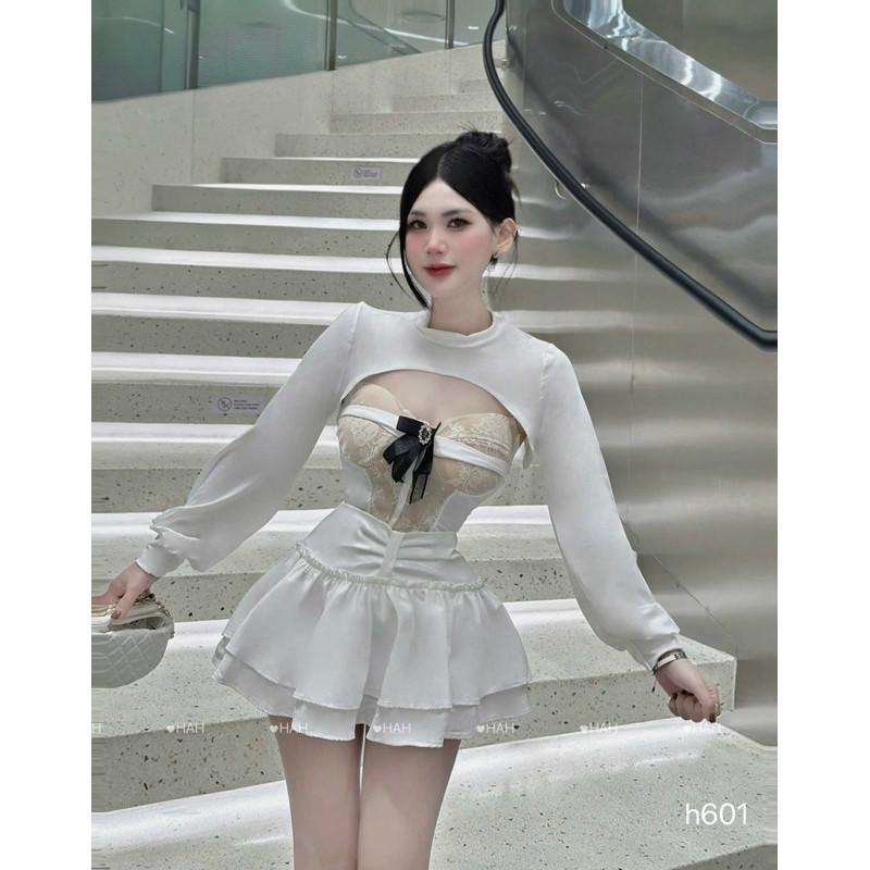 Set váy xinh tiểu thư kèm tag nơ cưng xỉu  HAH BY JOLIE - Đen, Đen