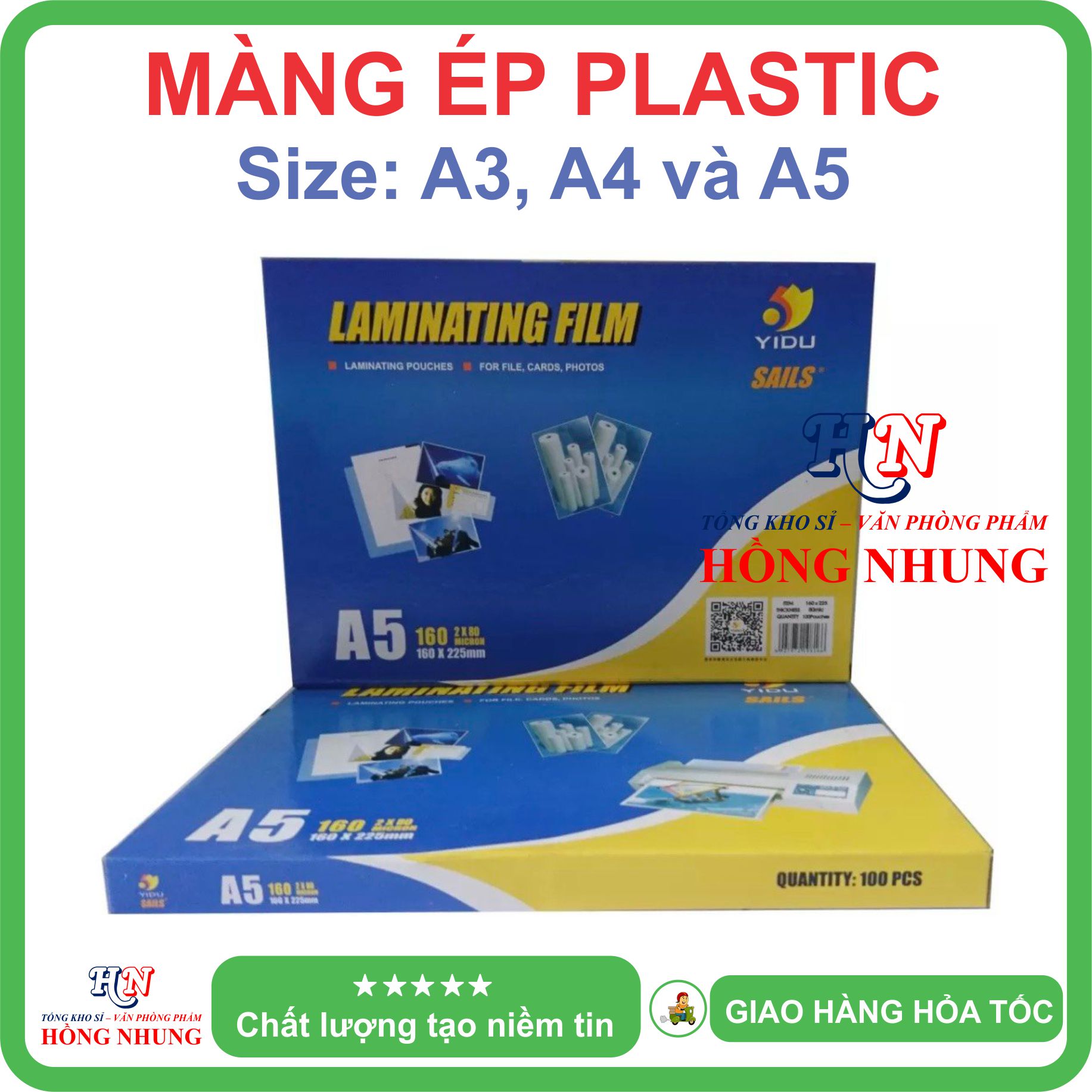 Màng Ép Plastic A3, A4, A5 Yidu 2x80 Mic , Xấp 100 Cái, Giúp Lưu Trữ, Bảo Vệ Hình Ảnh, Giấy Tờ Của Bạn Không Bị Hư Hỏng.