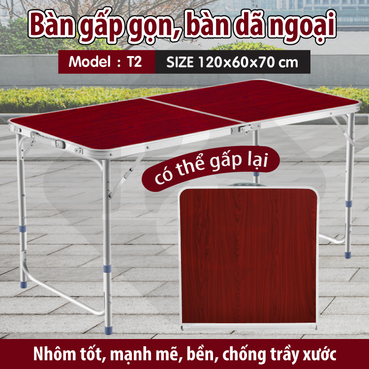 Bàn xếp gọn Siêu Nhẹ du lịch, dã ngoại, đi câu cá hoặc tiệc nướng ngoai trời bằng nhôm - Model T2