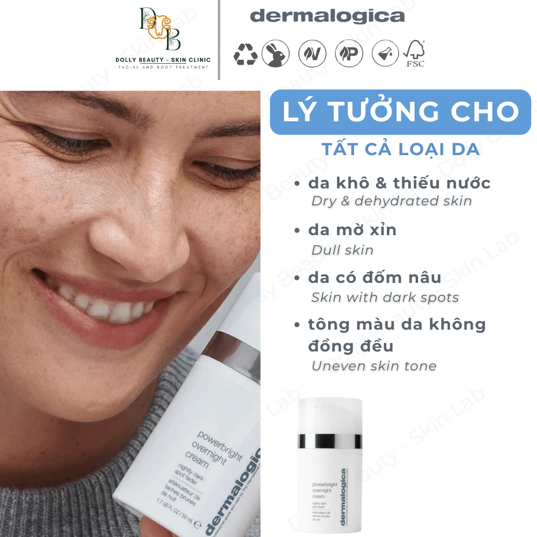 Kem dưỡng ban đêm dành cho da có sắc tố POWERBRIGHT OVERNIGHT CREAM của Dermalogica - Dolly Beauty