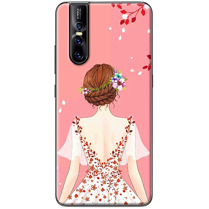 Ốp lưng dành cho Vivo V15 mẫu Cô gái áo hồng