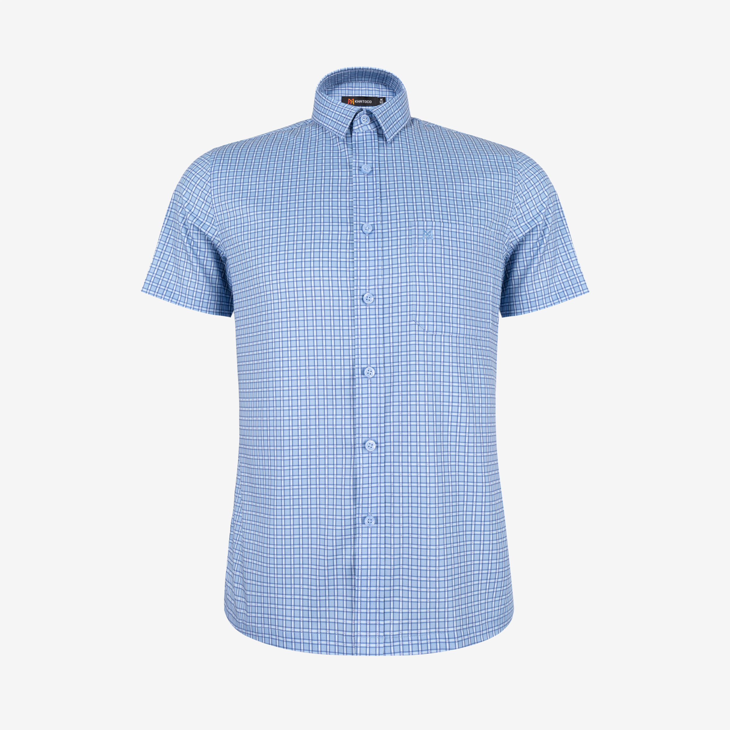 Áo sơ mi nam KHATOCO ngắn tay form Smart Fit lai bầu nhẹ mã A1MN538S2-CNCR875-2711-N