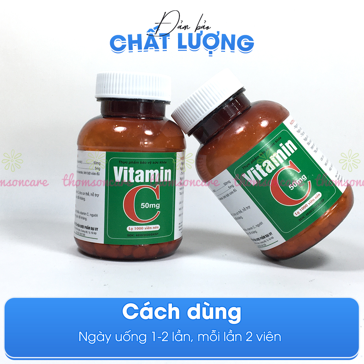 Vitamin C 50mg lọ 1000 viên nén - Bổ sung Vitamin C cho cơ thể, tăng cường sức đề kháng, giảm chảy máu cam